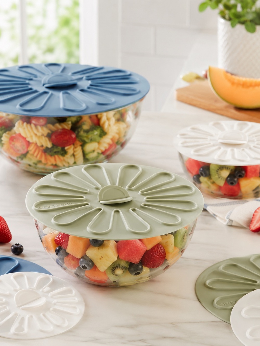 Silicone Multi-Function Lids - Blue, White & Green (Set of 10) - Picture 6 of 6